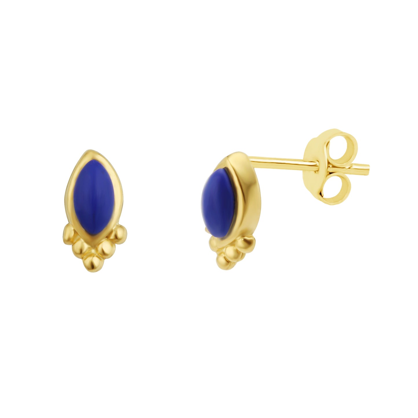 Gold Plated Sterling Silver Lapis Oval Stud Earrings