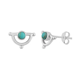 Sterling Silver Half Moon Turquoise Stud Earrings