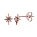 Rose Gold Plated Sterling Silver Starburst Moonstone Stud Earrings