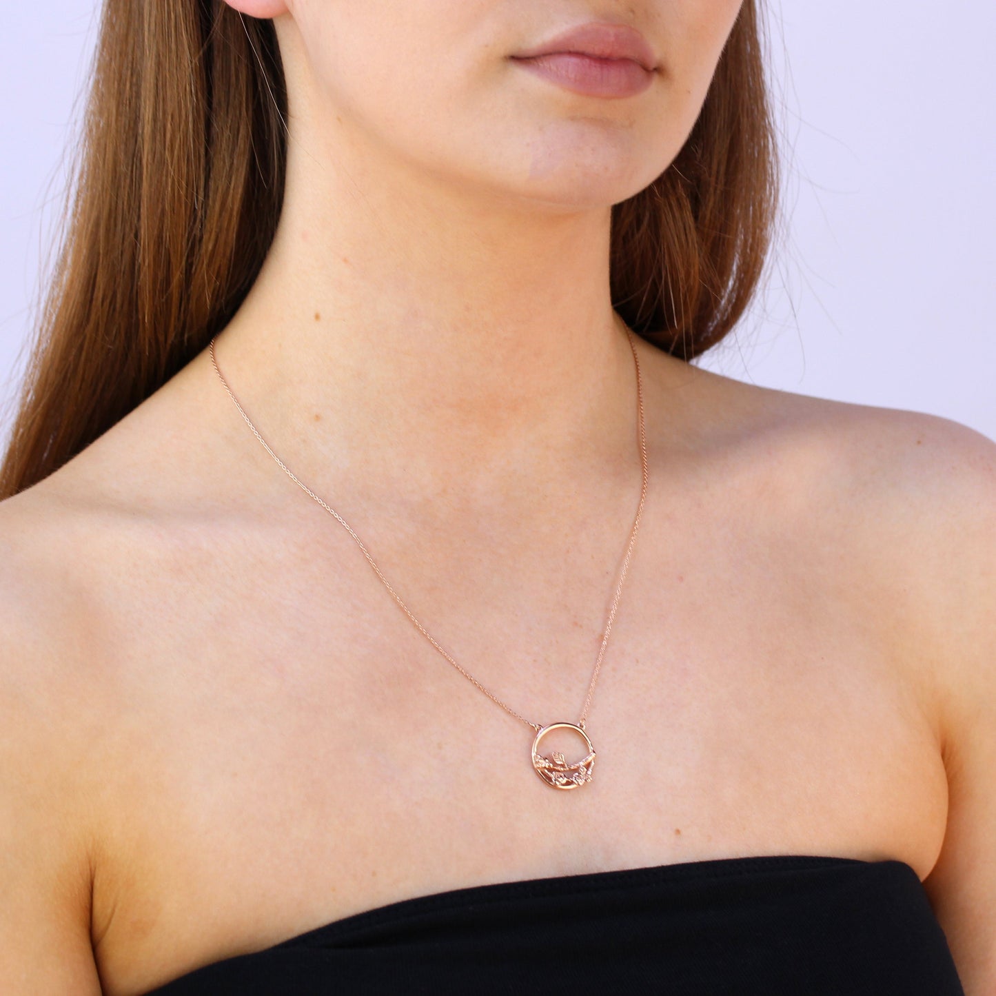 Rose Gold Plated Sterling Silver Nature Karma Necklace 18 Inches