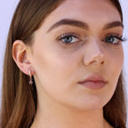Rose Gold Plated Sterling Silver Star Charm 12mm Hoop Earrings