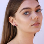 Rose Gold Plated Sterling Silver & CZ Rainbow Stud Earrings
