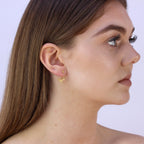 Gold Plated Sterling Silver Leaves CZ Ear Jacket Stud Earrings