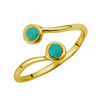 Gold Plated Sterling Silver & Faux Turquoise Adjustable Ring