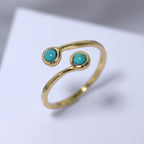 Gold Plated Sterling Silver & Faux Turquoise Adjustable Ring