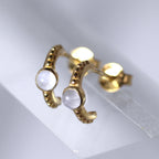 Gold Plated Sterling Silver Moonstone Beaded Stud Earrings