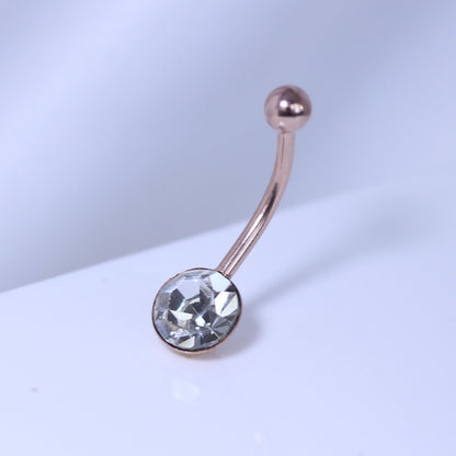 Rose Gold Plated Sterling Silver & 8mm Round CZ Belly Bar