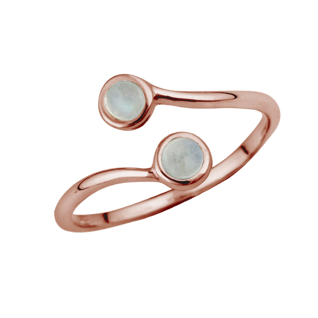 Rose Gold Plated Sterling Silver & Moonstone Adjustable Ring