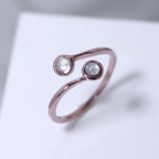 Rose Gold Plated Sterling Silver & Moonstone Adjustable Ring