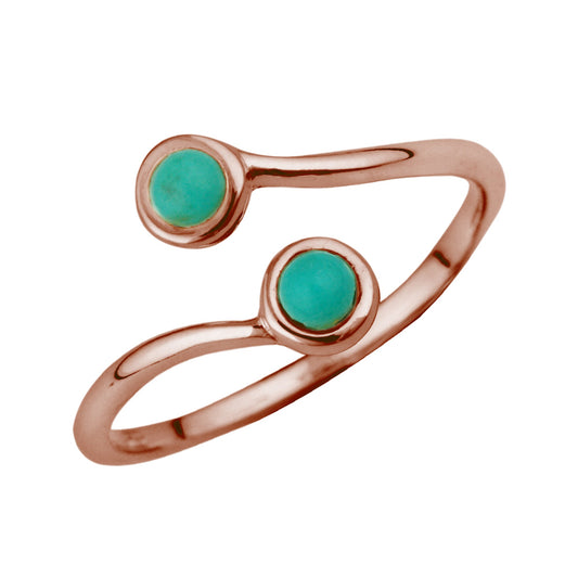 Rose Gold Plated Sterling Silver & Faux Turquoise Midi Ring