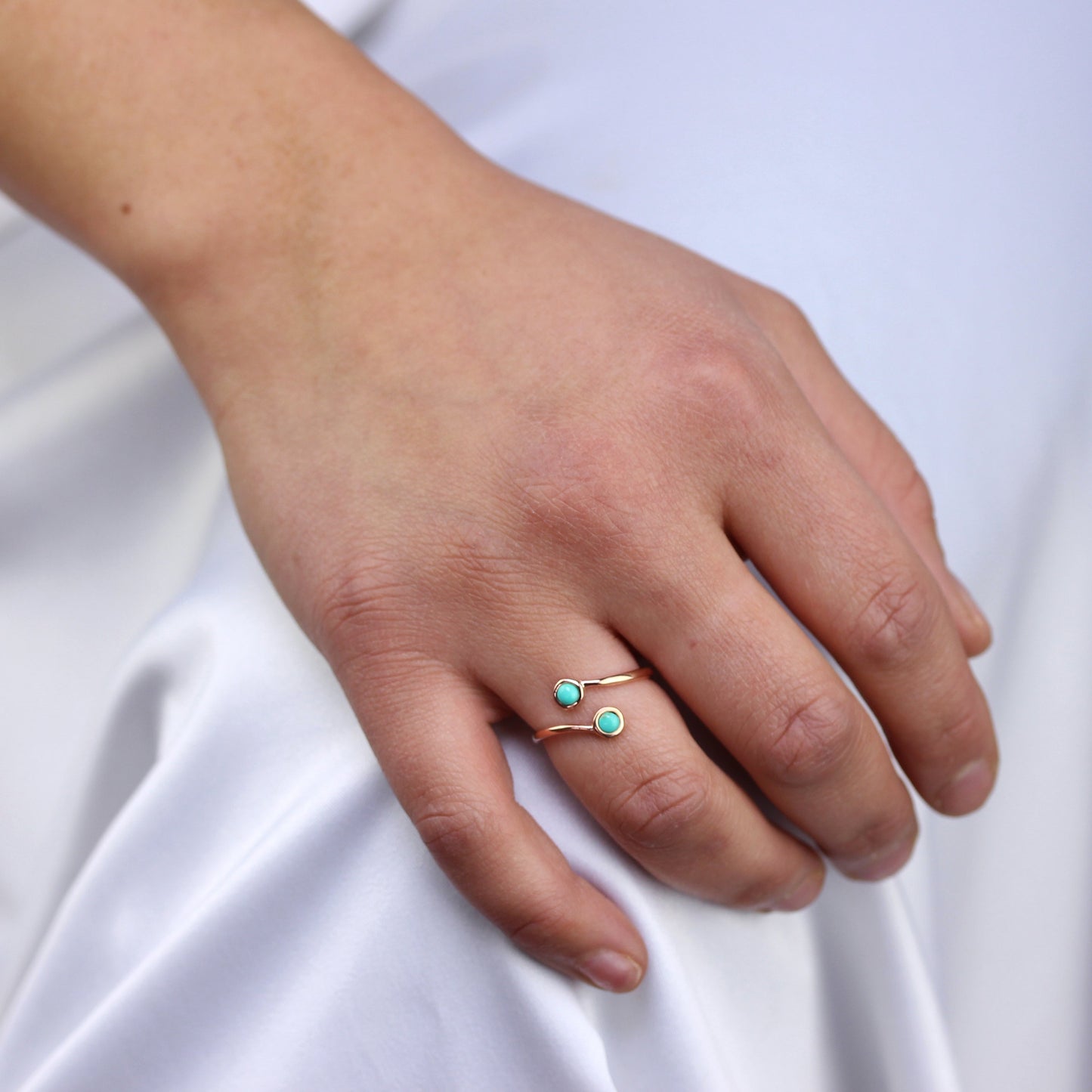 Rose Gold Plated Sterling Silver & Faux Turquoise Midi Ring