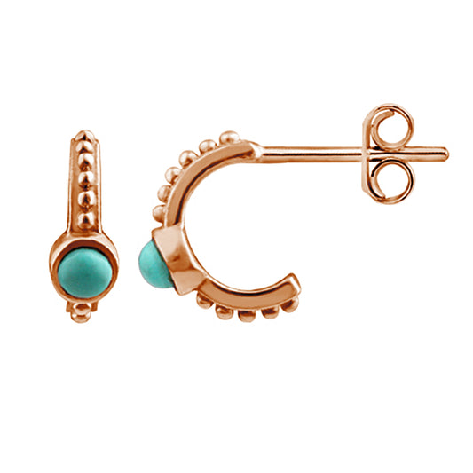 Rose Gold Plated Sterling Silver Faux Turquoise Stud Earrings