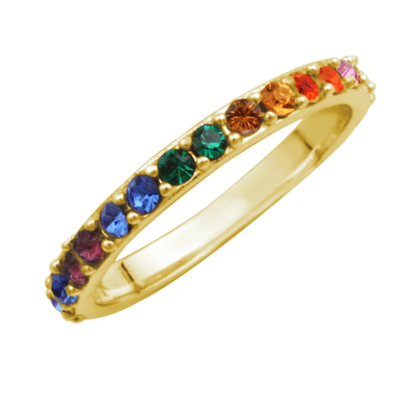 Gold Plated Sterling Silver Rainbow CZ Eternity Ring Size I-W
