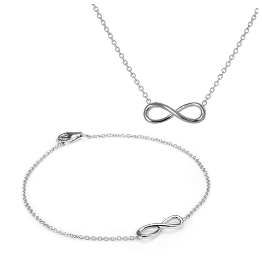 Sterling Silver Infinity Necklace & Bracelet Set