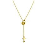 Gold Plated Sterling Silver Key Padlock Drop Necklace