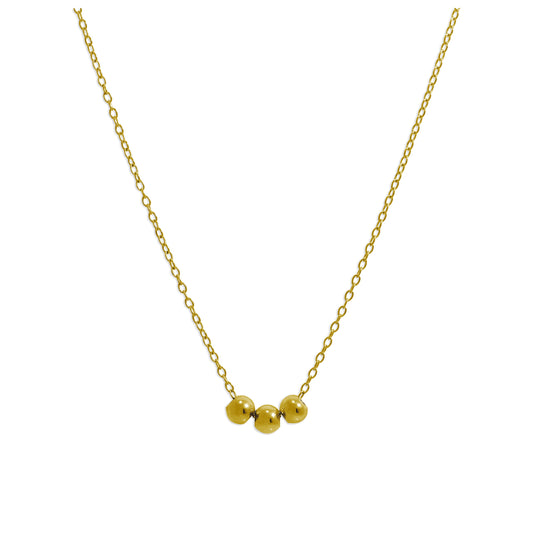 Gold Plated Sterling Silver Triple Ball Necklace 18 Inches