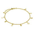 Gold Plated Sterling Silver Moon & Star Adjustable Anklet