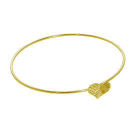 Gold Plated Sterling Silver Diamond Cut Heart Open Bangle