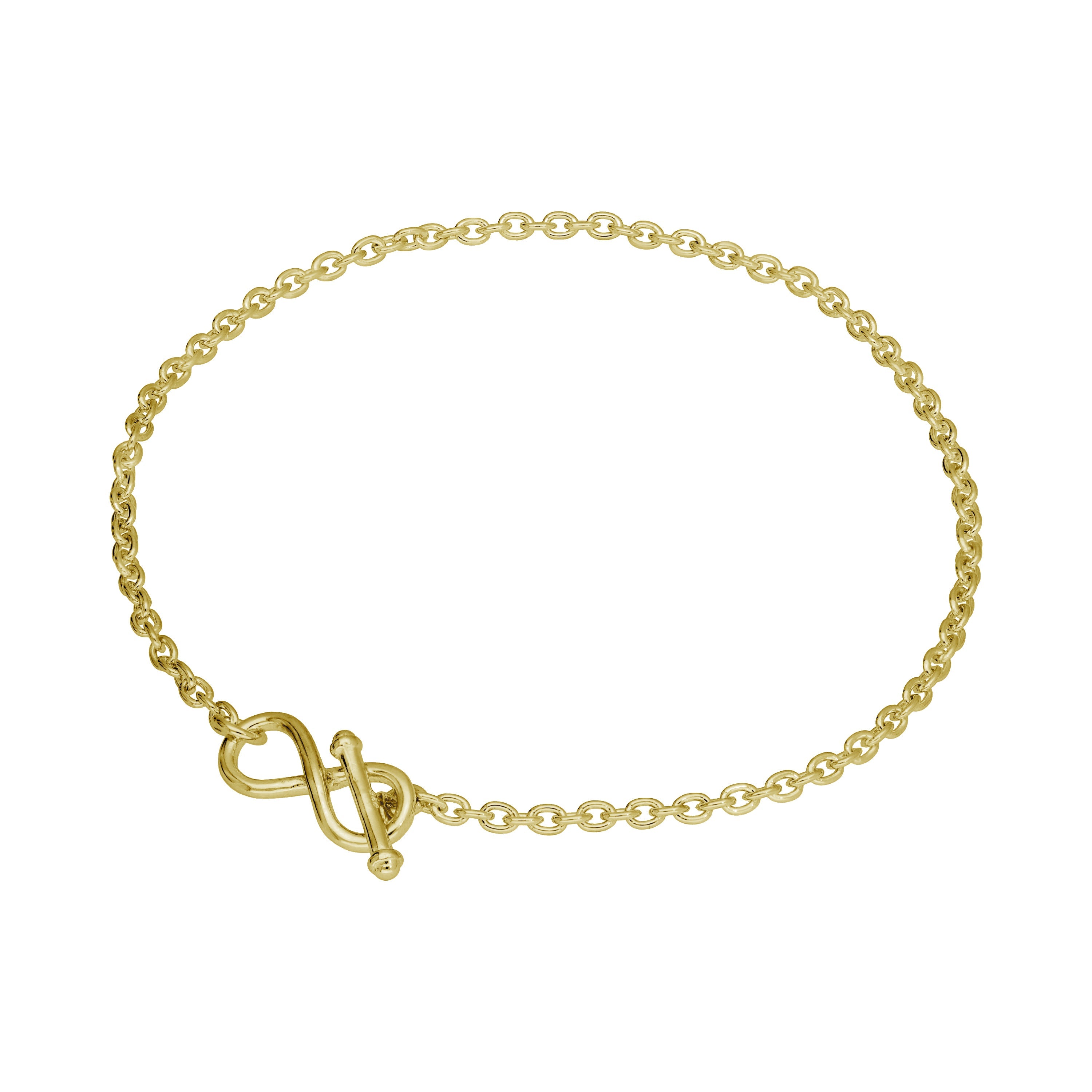 Gold Plated Sterling Silver Infinity T Bar 7 Inch Bracelet