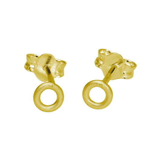 Gold Plated Sterling Silver Karma Circle Stud Earrings