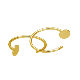 Gold Plated Sterling Silver Round Pull Through Hoop Earrings