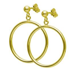 Gold Plated Sterling Silver Circle Ball Stud Drop Earrings