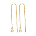 Small Gold Plated Sterling Silver Star Pull Through Earrings