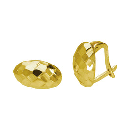 Gold Plated Sterling Silver Faceted Oval Leverback Earrings