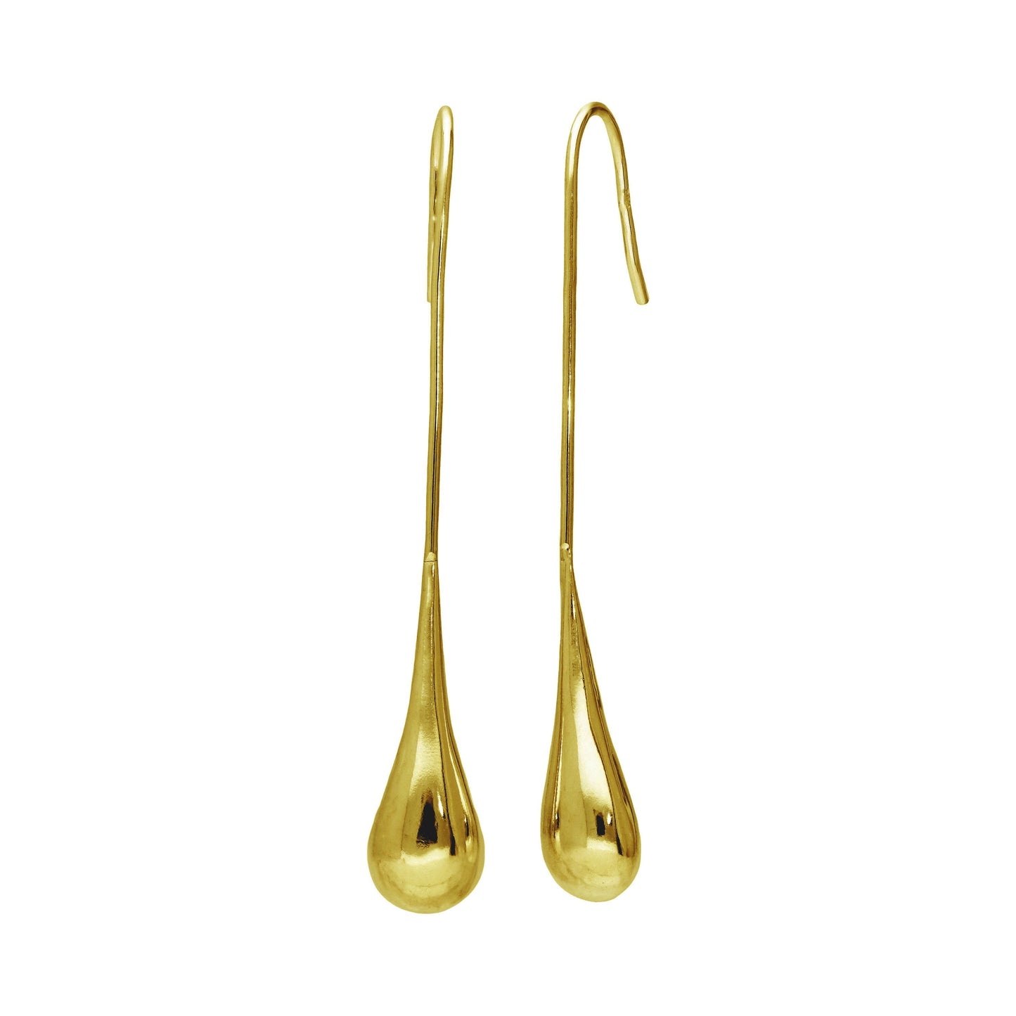 Gold Plated Sterling Silver Minimalist Teardrop Drop Earrings