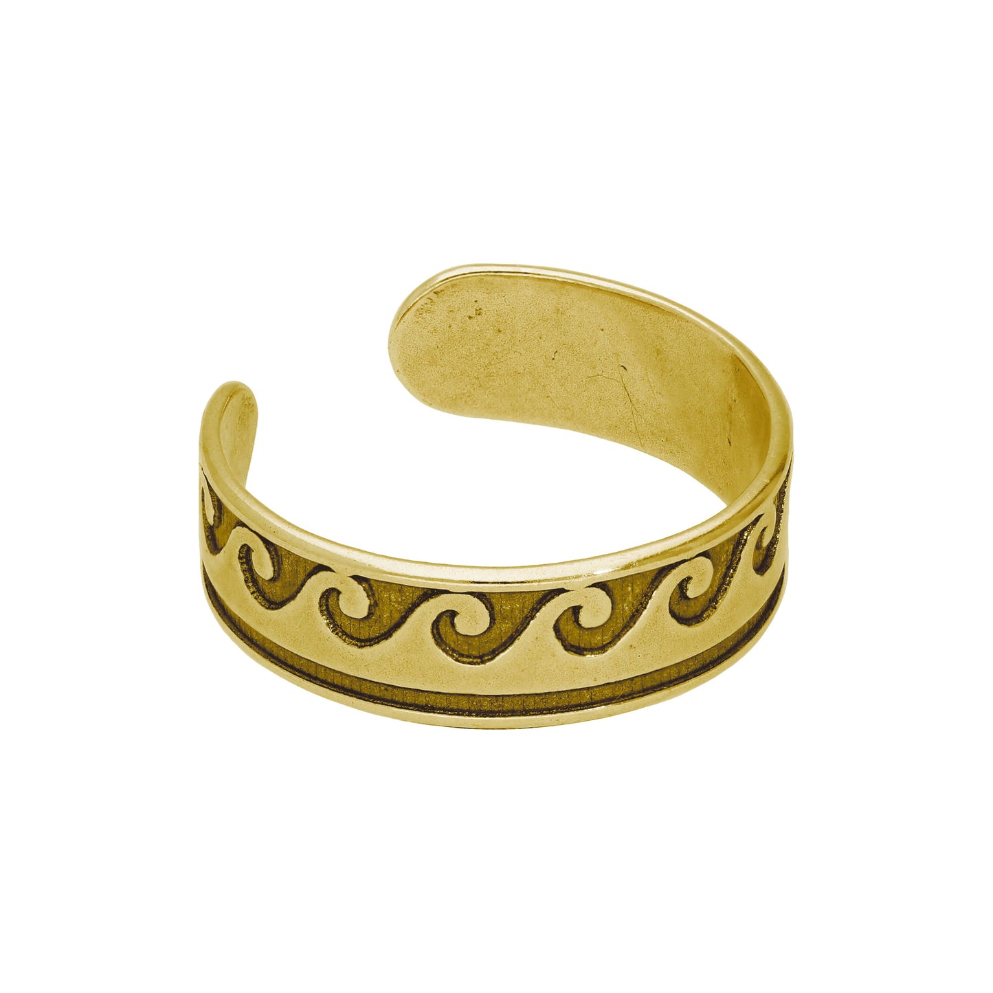 Gold Plated Sterling Silver Waves Oxidised Toe Ring