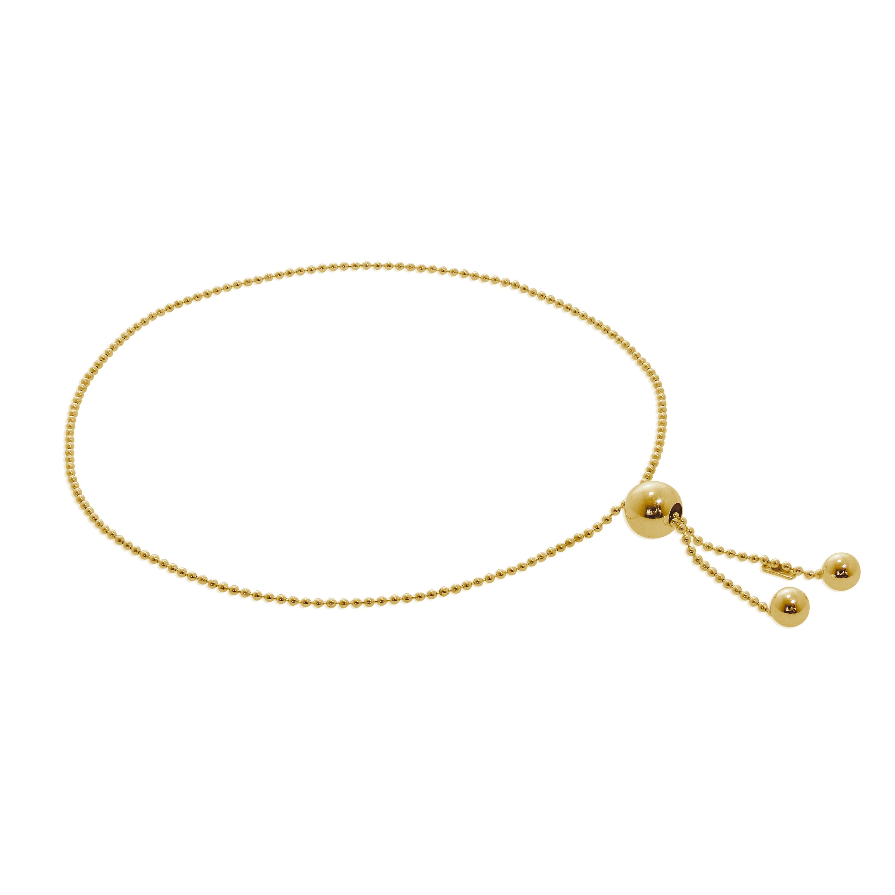 Gold Plated Sterling Silver Slider Adjustable Bead Bracelet