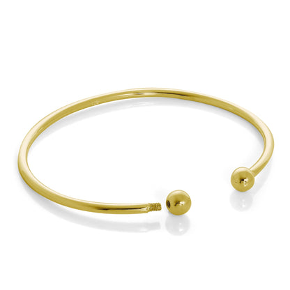 Gold Plated Sterling Silver Solid Opening Torque Mens Bangle