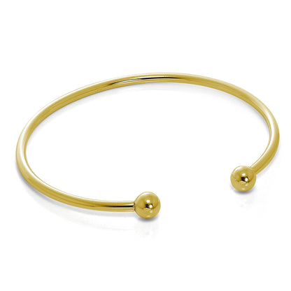 Gold Plated Sterling Silver Solid Torque Mens Bangle