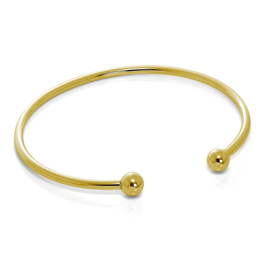 Gold Plated Sterling Silver Solid Torque Mens Bangle
