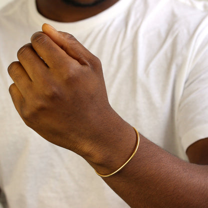 Gold Plated Sterling Silver Solid Torque Mens Bangle