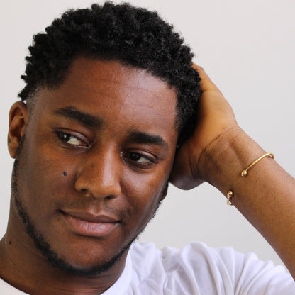 Gold Plated Sterling Silver Solid Torque Mens Bangle