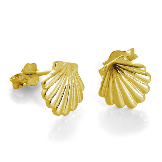Gold Plated Sterling Silver Sea Shell Stud Earrings