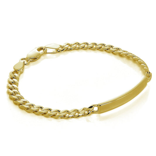Gold Plated Sterling Silver Curb 7 Inch ID Bracelet - jewellerybox