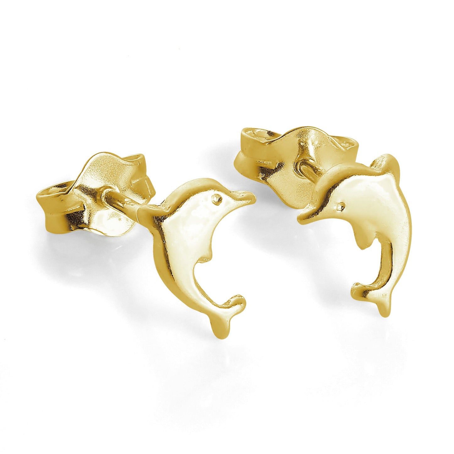 Gold Plated Tiny Sterling Silver Dolphin Stud Earrings