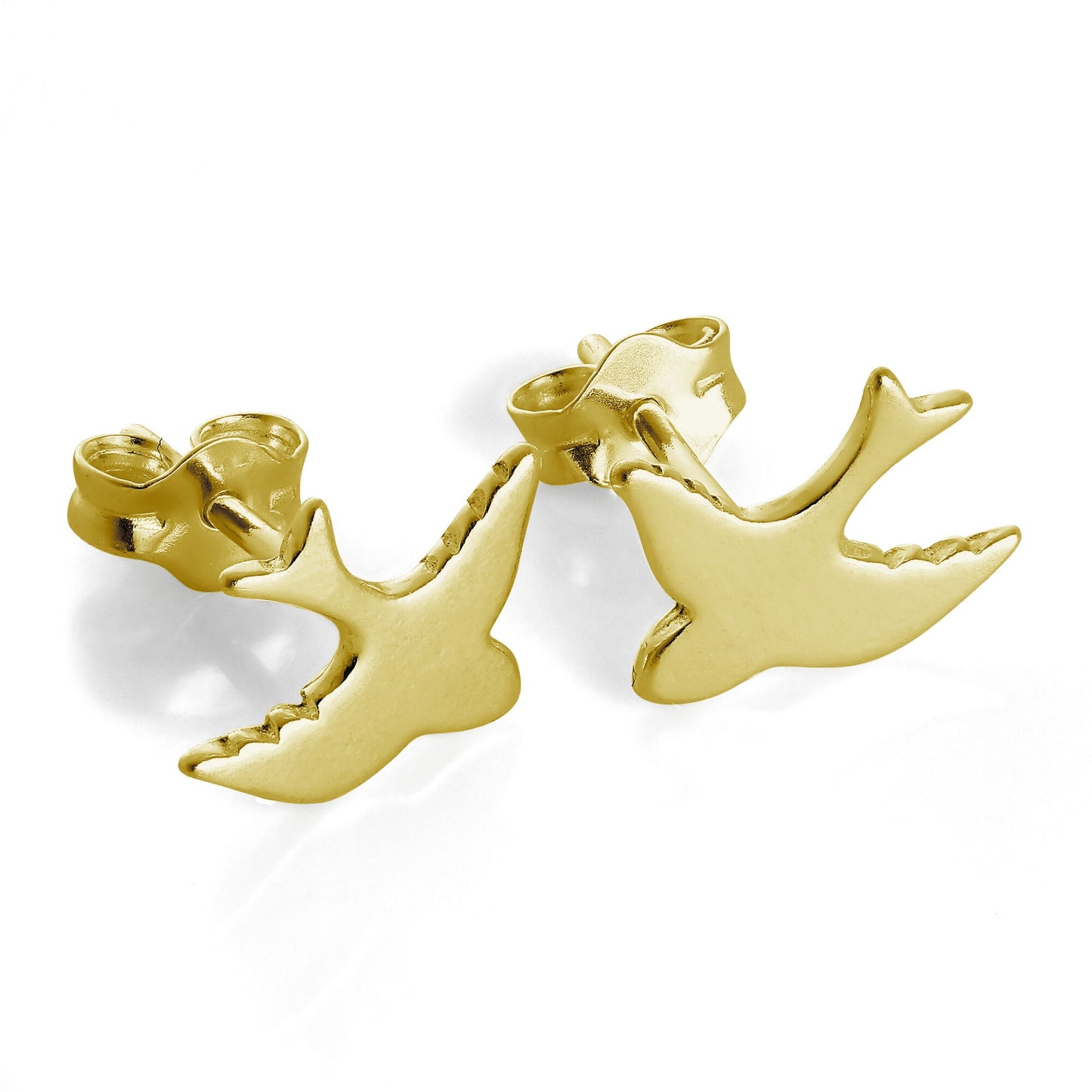 Gold Plated Sterling Silver Swift Bird Stud Earrings