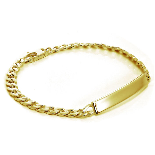 Gold Plated Sterling Silver 7mm Curb ID Bracelet 7 Inches