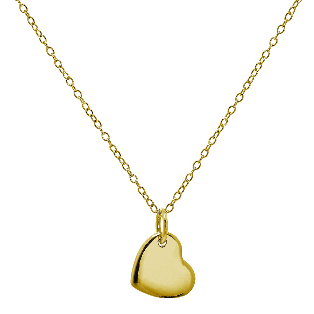 Gold Plated Sterling Silver Engravable Heart Necklace 18 Inches