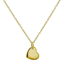 Gold Plated Sterling Silver Engravable Heart Necklace 18 Inches