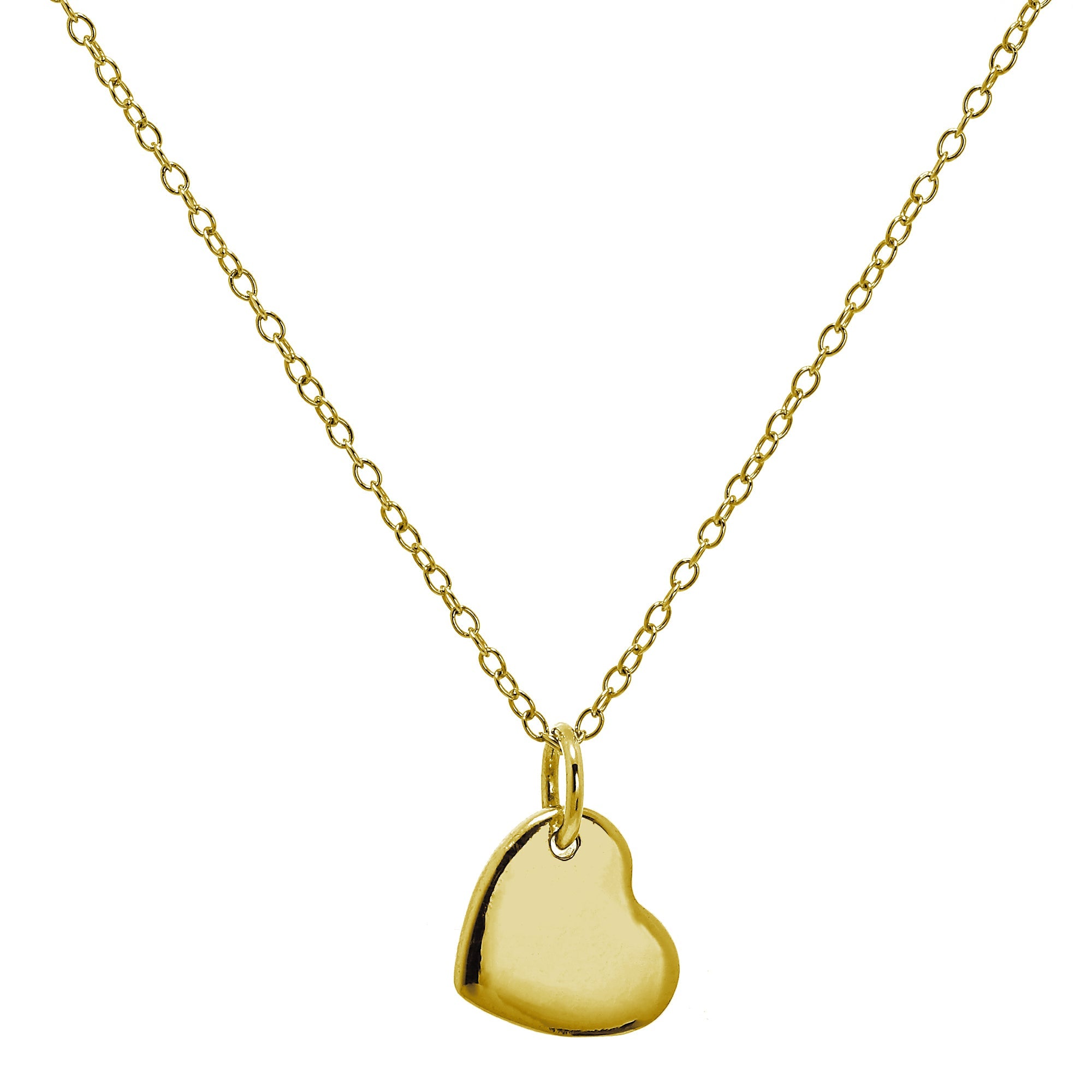 Gold Plated Sterling Silver Engravable Heart Necklace 18 Inches