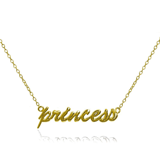 Gold Plated Sterling Silver Princess Necklace 16 Inches