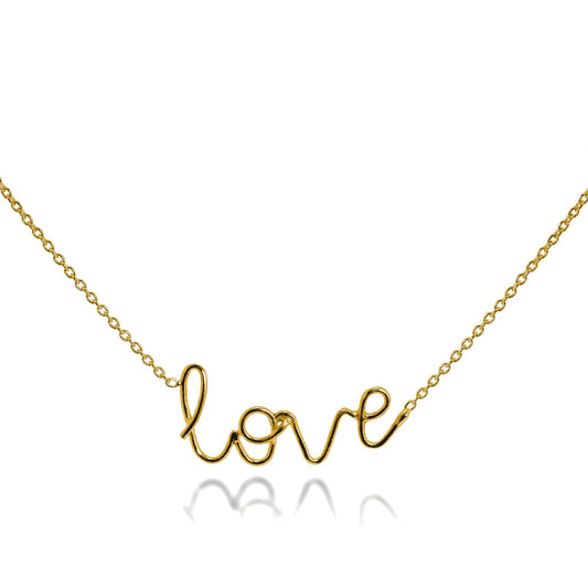 Gold Plated Sterling Silver Love Necklace 16+2 Inches