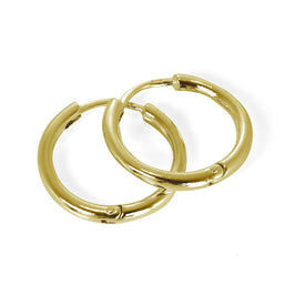 Gold Plated Sterling Silver Heavy Hinged 19mm Hoop Earrings