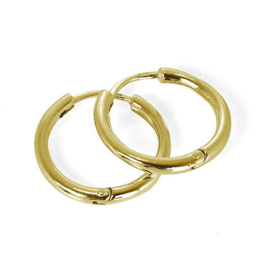Gold Plated Sterling Silver Heavy Hinged 19mm Hoop Earrings