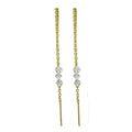 Gold Plated Sterling Silver Triple CZ Pull Through Earrings