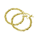 Gold Plated Sterling Silver Twisted Creole 25mm Hoop Earrings